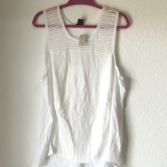Ann Taylor Tops - Ann Taylor Sleeveless Crochet / Knit White Top